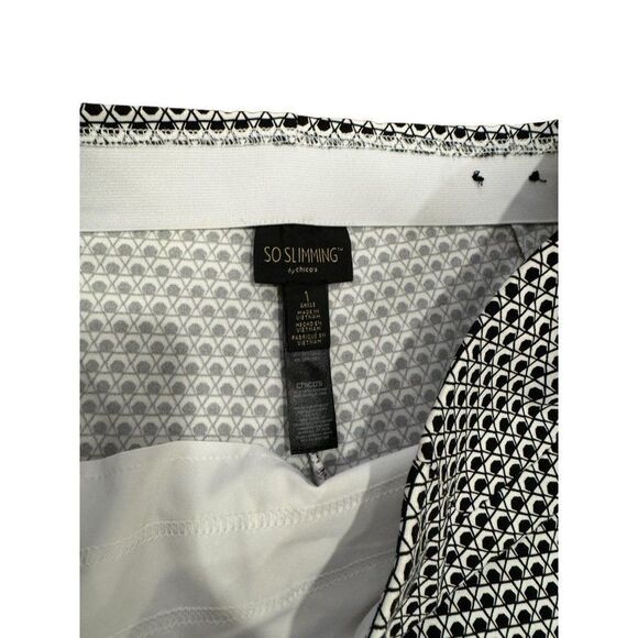 Chico's So Slimming Ankle Pant Black & White Business Sz 1 (Medium/8) EUC - Picture 2 of 8